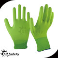 SRSAFETY 13 gauge hi-viz nylon amarillo revestido PU en guantes de la palma / pu que cubre el guante de trabajo